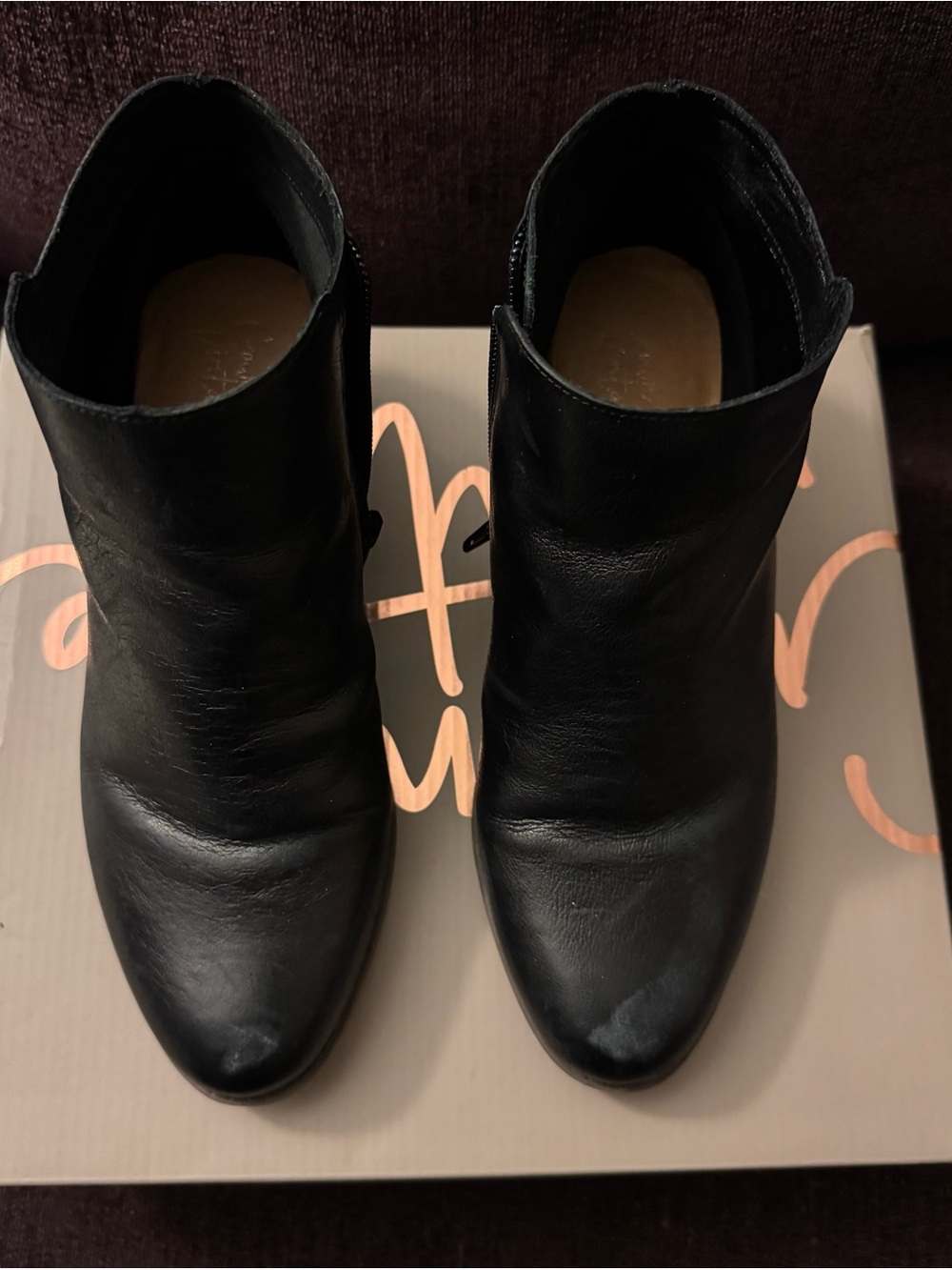 Crown Vintage Black Leather Ankle Booties